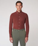 Camicia Su Misura da uomo color mattone in velluto di cotone