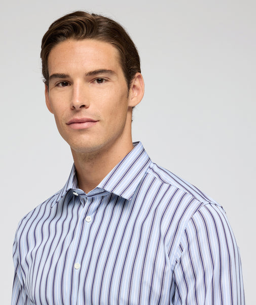 Light blue and blue striped cotton shirt