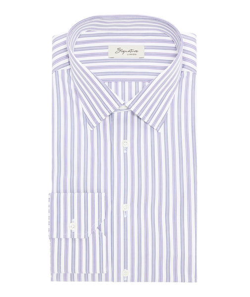 Light blue and purple striped cotton shirt
