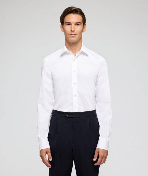 White in Cotton Dobby Shirt