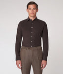 Camicia Su Misura da uomo color tortora in velluto di cotone