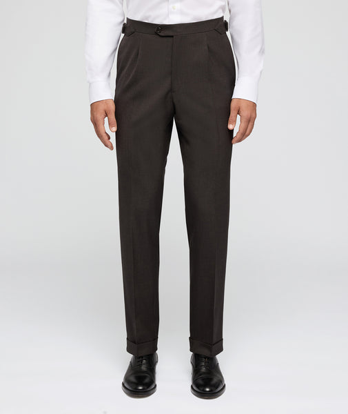Pantalon Sur Mesure marron en flanelle de laine