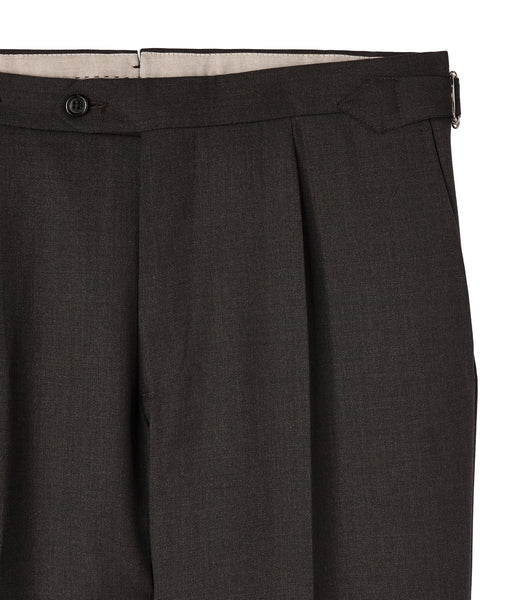 Pantalon Sur Mesure marron en flanelle de laine