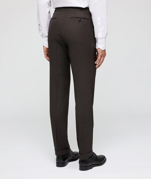 Pantalon Sur Mesure marron en flanelle de laine