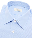 Camisa Celeste de Popelín de Algodón Microcuadros