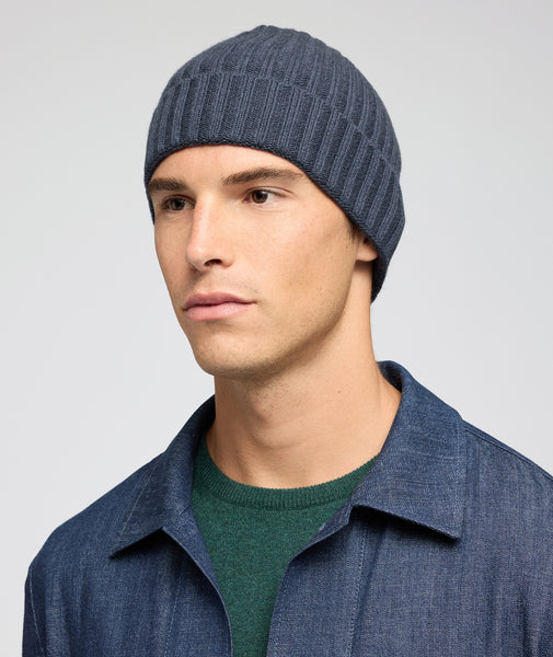 Berretto in cashmere blu petrolio
