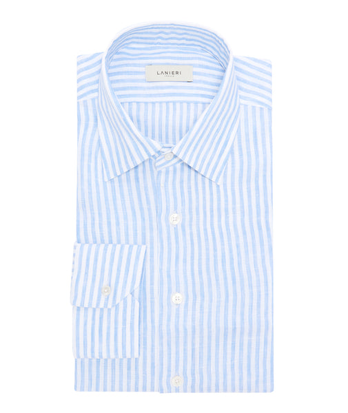 Light Blue Linen Striped Shirt