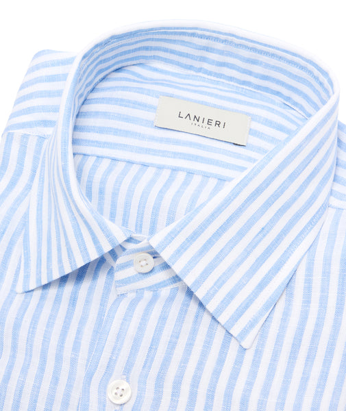 Light Blue Linen Striped Shirt