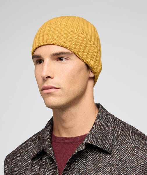 Berretto in cashmere ocra