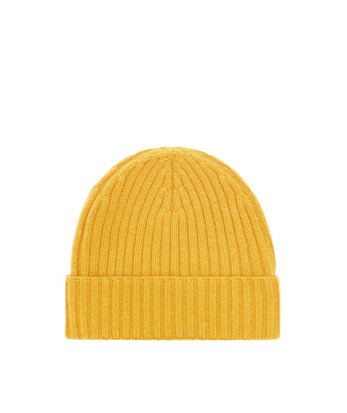 Berretto in cashmere ocra
