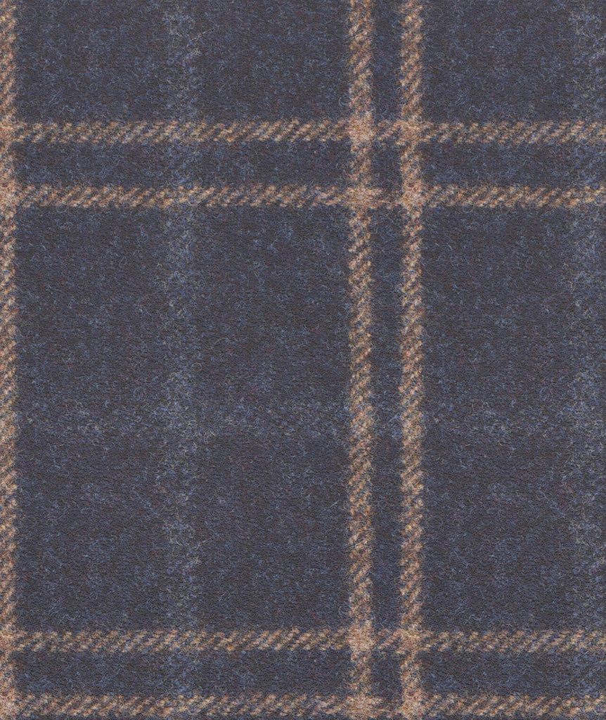 Flanella di lana finestrato blu e beige