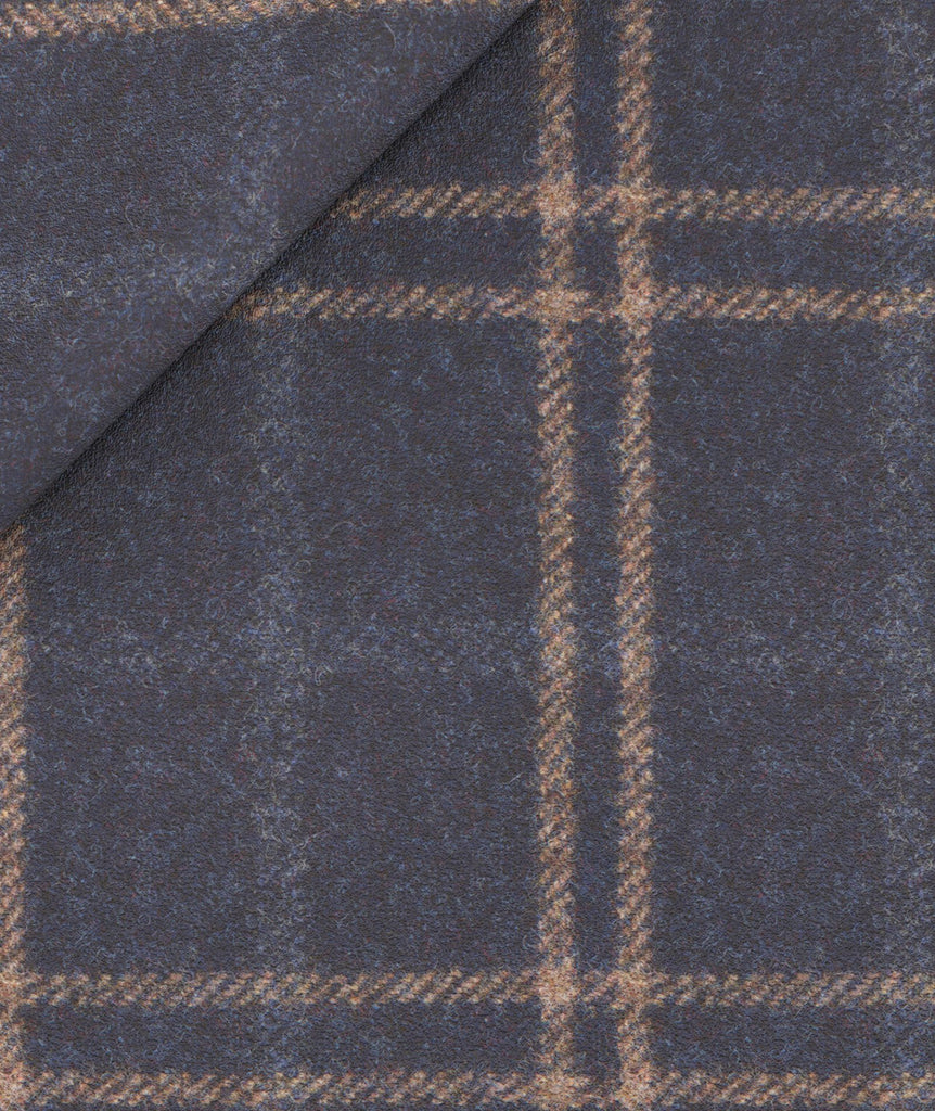 Flanella di lana finestrato blu e beige