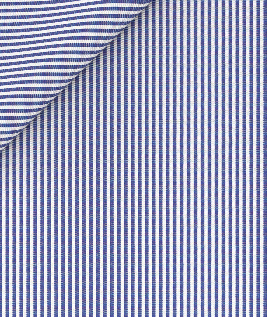 Microriga blu in Popeline di Cotone