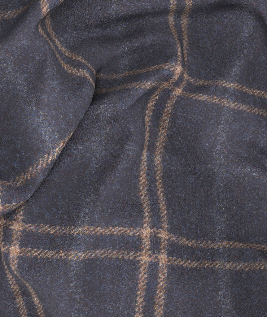 Flanella di lana finestrato blu e beige