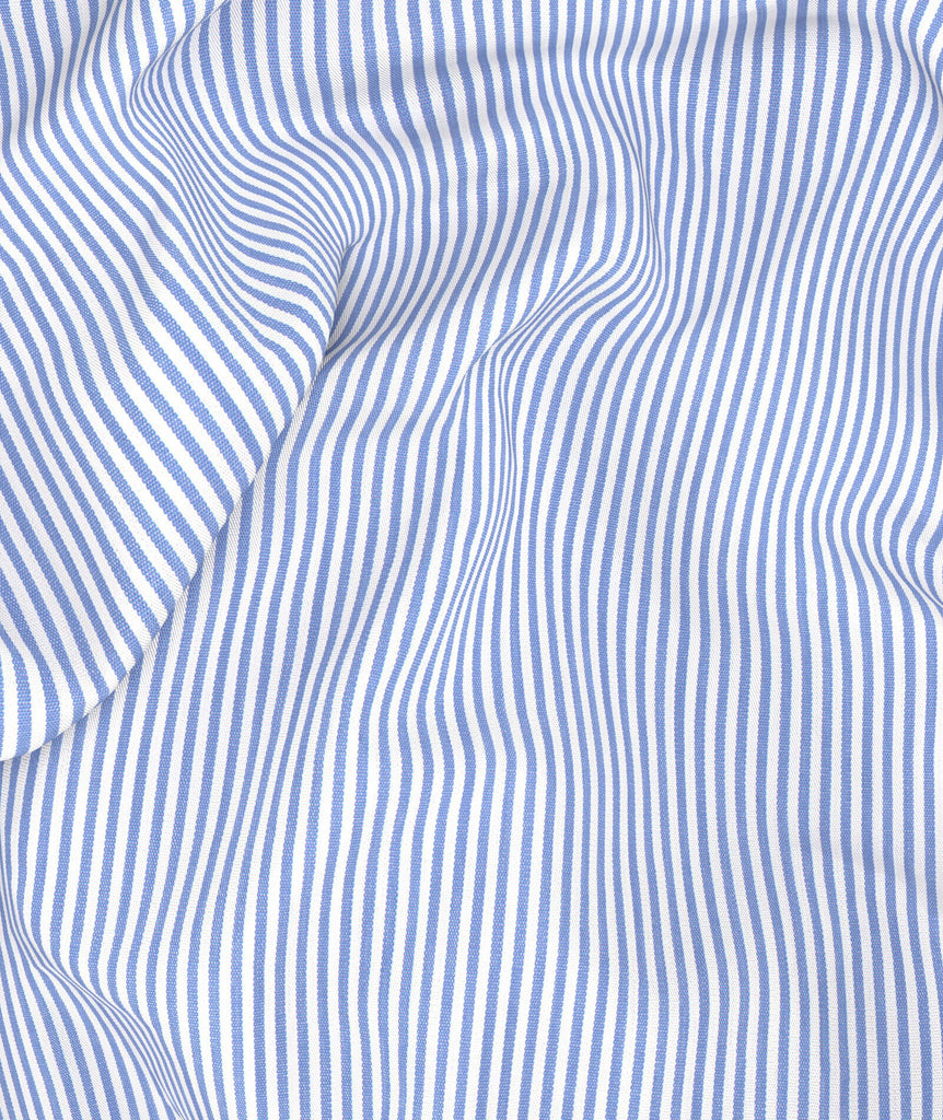 Microriga azzurra in Popeline di Cotone