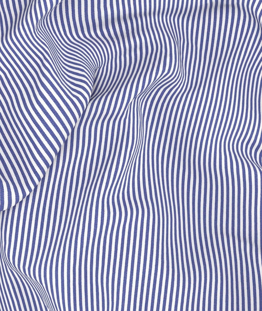 Microriga blu in Popeline di Cotone